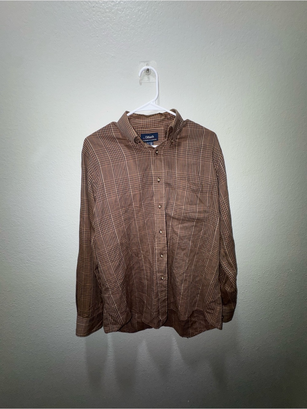 Vintage Dillard's Brown Plaid Button-Down Shirt